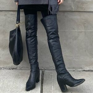 Genuine leather Women's Black Knee-High Boots